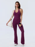 Plum Royale Backless Flared Sport Jumpsuit