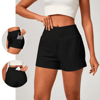 Noir Black 2-in-1 Yoga Shorts 5