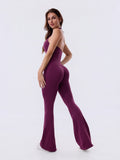 Plum Royale Backless Flared Sport Jumpsuit