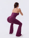 Plum Royale Backless Flared Sport Jumpsuit