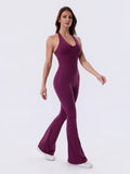 Plum Royale Backless Flared Sport Jumpsuit