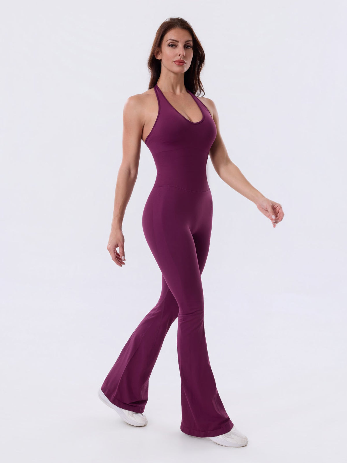 Plum Royale Backless Flared Sport Jumpsuit